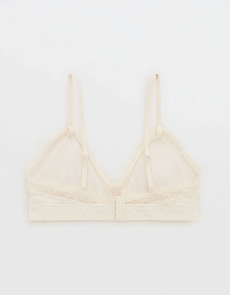 Aerie  Superchill Cotton Rib Lace Trim Triangle Bralette for Women | Best Price UAE